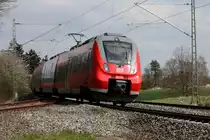 442 742 und 442 246  Franken Th�ringen Express  der S- Bahn N�rnberg bei Redwitz am 17.04.2012.