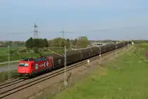HGK 2055 (185 587-3) zieht einen PCT Altmann Autozug aus M�nchen Nord nach Augsburg.
Aufgenommen bei der Eschenrieder Spange am 26.04.12