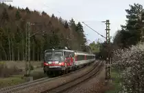 115 509-2  80 Jahre Autozug  mit dem IC 182 (Z�rich HB-Frankfurt(Main) Hbf) bei Hattingen 22.4.12