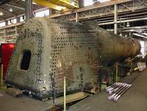 Gef�hrte Tour durch die Werkst�tten in  Steamtown  Scranton, PA (4.6.09): Feuerb�chse und Kessel der Dampflok #3713 der Boston & Maine,  The Constitution . 