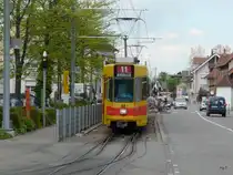 BLT - Tram  Be 4/8  221 unterwegs auf der Linie 11 in Aesch am 04.05.2012