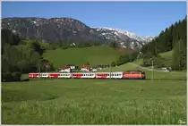 1142 567 schiebt R 3901 von Linz nach  Selzthal, aufgenommen nahe Windischgarsten. 10.5.2012