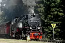 99 7239-9 am 30.04.2012 bei Ausfahrt aus dem Bahnhof Drei Annen Hohne
