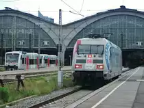 Nachdem die Rangierlok den IC wegrangiert hatte, f�hrt nun auch 101 144 zum abstellplatz am BW Leipzig-West. Links verl�sst noch eine MRB nach Wurzen(?) den Leipziger Hbf. 12.Mai 2012