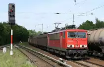 14.5.2012 Zepernick. 155 063 mit Transitg�terzug Richtung Karower Kreuz.