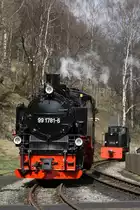 99 781 der R�BB ist am 09.04.2012 im Bahnhof J�hstadt. 

