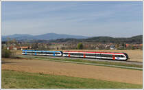 5063 005 und 008 als R 4376 von Graz �ber Hengsberg nach Wies-Eibiswald am 12.3.2012 aufgenommen kurz nach der Haltestelle Dietmannsdorf. (Nachschuss)