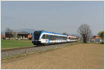 5063 008 und 5063 007 am 14.3.2012 zwischen den Bahnh�fen Stra�gang und Premst�tten-Tobelbad aufgenommen. In Lieboch wird dieser Zug getrennt. Teil eins geht als 8411 weiter nach K�flach, Teil zwei als R 8559 nach Wies.