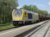 V 400.11 Maxima 30CC der SGL-im Bahnhof von Kellm�nz/Iller,am 29.5.2012