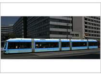 Langgezogen in hellem Blau -

Die Variobahn in Chemnitz in der Straße der Nationen. 

11.06.2006 (M)