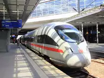 28. Mai 2012 Berlin S�dkreuz, nun auf Gleis 8 steht zur Abfahrt bereit 411 508-5 (Berlin)  mit dem ICE 1507 von Berlin Gesundbrunnen nach Leipzig Hauptbahnhof.