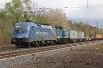 Interessantes Doppel. Am 24.04.2012 hingen 1116 912-5 und 202 753-0 vor einem Containerzug in Richtung S�den. Aufgenommen beim B� Eltmannshausen/Oberhone.