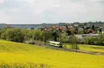 Am 02.05.2012 war ein VT 650 von agilis bei Grub am Forst auf dem Weg nach Bad Rodach.