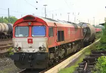 Die Class 66 PB03  Mireille  von Crossrail steht abgestellt an der Laderampe in Aachen-West bei Wolken am 29.5.2012.