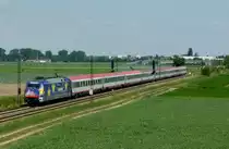 101 101-4 (Europa) ist mit dem IC 119 M�nster - Salzburg am 28.05.2012 bei Bobenheim Roxheim
