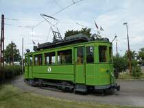 Be 2/2 mit der Betriebsnummer 126 auf einer Extrafahrt. Der Be 2/2 wurde am 17.02.1908 in Betrieb genommen. Hier steht der Wagen an der Burgfelden Grenze. Die Aufnahme stammt vom 31.05.2012.