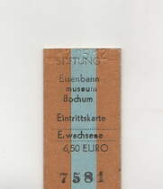 Eintrittskarte Eisenbahnmuseum Bochum vom 17.5.2012