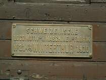 Fabrikschild der Dampfschneeschleuder X 9213.Samedan 10.06.06