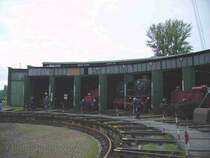 Blick auf den Ringlokschuppen in Darmstadt Kranichstein.