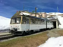 MGN Goldenpass - Triebwagen Bhe 4/8 305 auf dem Rochs de Naye am 11.05.2012