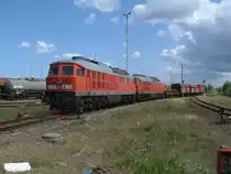 Am 01.Juni 2012 schob 298 318 die Seddiner 233 281 und die Hallenser 232 428 auf ihren gegenw�rtigen Abstellplatz in Mukran.