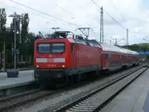 Am 05.Juni 2012 war die Rostocker 112 118 f�r den RE 13010 Sassnitz-Rostock eingeteilt.Aufnahme beim Halt in Bergen/R�gen.