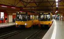 Stadtbahnen DT8.9 3215/3216 und 3233/3234 im U-Bahnhof Roteb�hlplatz-Stadtmitte
am 19.05.2012