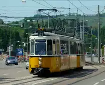 GT4 P�rchen 629 und 630 auf der Museumslinie 21 in der Mercedesstrasse am 20.05.2012