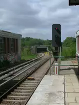 Ausfahrsignal f�r die Berliner U-Bahn,am 12.Mai 2012,in Berlin Wuhletal.