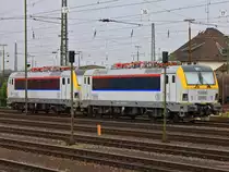 Die beiden neuen Belgischen Siemens Eurosprinter 1896 und 1895 warten am 06.06.2012 in Aachen West darauf nach Belgien geschleppt zu werden. Kurze Zeit sp�ter kamen gleich zwei Cobras, 186 213 (2821) und 186 220 (2828) um sie �ber die Montzenroute nach Belgien zu �berf�hren.