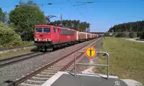 155 065 mit gemischten G�terzug am 26.05.2012 in Strullendorf Richtung N�rnberg. 