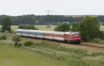 5.6.2012. Schon seit Tagen ohne Speisewagen (CZ-ČD WRmz815) f�hrt EC 178 zum letzten mal bei Passow seinem Ziel Stettin entgegen. 
