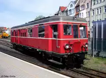 HSB 187 025 Diesel - Triebwagen T3 der NWE Nordhausen-Wernigeroder Eisenbahn, Baujahr 1938, Harzer Schmalspurbahnen, Harzquer- und Brockenbahn, fotografiert in Nordhausen w�hrend Jubil�umsveranstaltung 125 Jahre Schmalspurbahnen im Harz am 28.04.2012