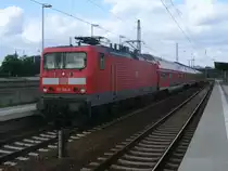 114 011 mit dem RE 18315 Stralsund-Elsterwerda,am 12.Mai 2012,in Eberswalde.