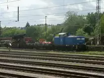Am Nachmittag,vom 12.Mai 2012,stand die PRESS 346 003 mit einem Bauzug auf der Ladestra�e in Eberswalde.