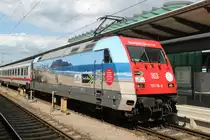 101 118-8 mit IC 2209 von Rostock Hbf nach M�nchen Hbf kurz vor der Ausfahrt im Rostocker Hbf.09.06.2012