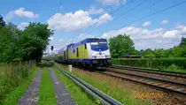 Na wer hat sich denn da ganz ungew�hnlich nach Sachsen  verirrt  ?, die 246 008-7 mit einem  Metronom-Zug  auf Dienstfahrt am 9.6.12 kurz vor dem Hp Dresden-Stetzsch 