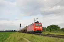 185 107 mit gem GZ unterwegs auf der Rheintalbahn bei Wagh�usel am 9.6.2012