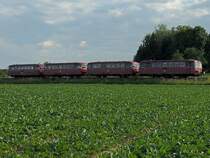 Vierteiliger Triebwagenzug der PassauerEisenbahnFreunde steuert auf der Hausruckbahn als SR17592 wieder Richtung Heimat; 120607