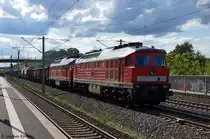 232 358-2 & 232 379-8 DB Schenker Rail Deutschland AG mit einem gemischtem G�terzug aus Brandenburg Altstadt in Nennhausen und fuhren in Richtung Wustermark weiter. 10.06.2012