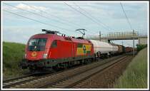 1116 065 am 9.6.2006 mit einem G�terzug Richtung Wien zwischen Gramtneusiedl und Himberg.