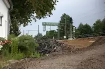 Rosen , Kirschen und Kabelsalat finden sich unweit der rohbaufertigen Br�cke
Hainstra�e in Radebeul West. Die Kabel stammen von den alten Lichtsignalen.
Aufgenommen am  13.06.2012 gegen 17:56 Uhr.