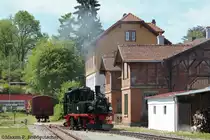 99 608 auf den Bahnhofsanlagen von Ochsenhausen. �chsle Schmalspurbahn am 20.5.2012.
