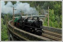 Den zweiten Dampfsonderzug am 11.6.2006 von Wien nach M�rzzuschlag bespannten die beiden Schwestermaschinen 109.13 vom Heizhaus Strasshof und die 109.109 der ungarischen Staatsbahnen MAV. Das Foto der beiden 109er mit ihrem Sdz R 16249 entstand am h�chsten Viadukt der Semmeringbahn, - der  Kalten Rinne 