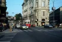 Wien Wiener Stadtwerke-Verkehrsbetriebe (WVB) SL H2 (L(4) 501 (SGP 1960)) XVII, Hernals, Jörgerstraße / Elterleinplatz im Juli 1977. - Scan eines Diapositivs. Kamera: Leica CL.
