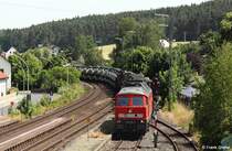 DB 232 589-2 vor Militrtransport der Bundeswehr Bodenwhr Nord - Bergen, KBS 855 Regensburg - Hof, fotografiert bei der Einfahrt in den Bhf. Wernberg am 28.06.2012 