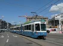 Doppeltraktion mit dem Be 4/6 2080 an der Spitze auf der Linie 3 am Hauptbahnhof Zrich. Die Aufnahme stammt vom 23.06.2012. 