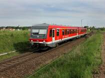 Der 628 612 als RB nach Mhldorf am 11.05.2012 bei der Ausfahrt aus Tling.