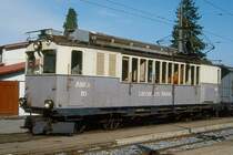 BC Museumsbahn - ex LLB ABFe 2/4 10 am 19.05.1997 in Blonay - Triebwagen - Baujahr 1915 - SLM/SWS/BBC - 188/ex375 KW - Gewicht 33,00t - L�P 12,605m - 1./2.Klasse Sitzpl�tze 8/24 - zul�ssige Geschwindigkeit 15/ex30 km/h - Lebenslauf: LLB BCFe 2/4 10 - 27.05.1967a - 1967 an BC - Hinweis: LLB = Leuk-Leukerbad-Bahn, die Fahrzeugserie bestand aus 3 Triebwagen mit den Nummern 10 bis 12. 
