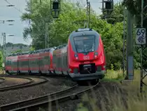 Nachschu� auf Talent 2-Doppel 442 763 und 442 757 als RE9 am 06.07.2012 auf der BKS 480 kurz vor Aachen Rothe Erde.